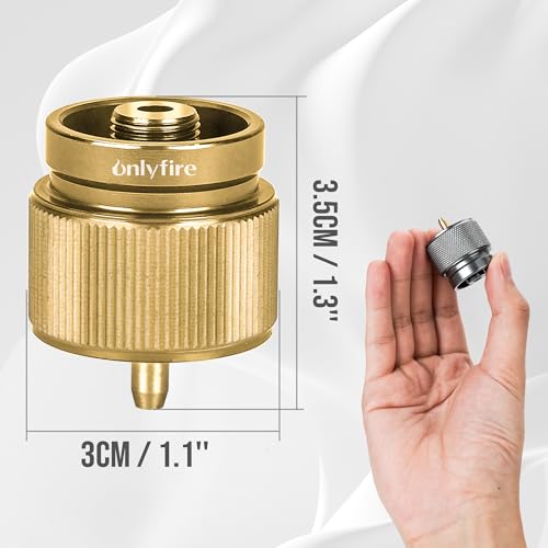 Camping Stove Adapter for 1LB Propane Gas Cylinder - Grey & Gold 2-Pack