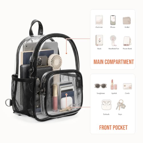 Mini Clear Stadium Backpack with Fan Holder - Small Anti-Theft Transparent Bag for Concerts & Festivals