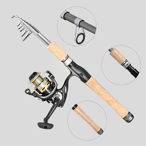 6.9FT Carbon Fiber Fishing Pole Combo with Spinning Reel & Bag - Saltwater & Freshwater