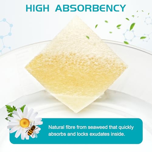 Optiteknik Coated Manuka Honey Calcium Alginate Wound Dressing 2x2 Inches Pack of 10 - High Absorbency, Painless Removal, Medical Grade