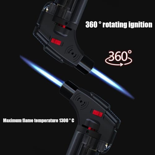 5 Pack Butane Torch Lighter Set,Candle Lighter Refillable, Windproof,Jet Flame,Adjustable Flame, Safety Lock, Ideal for Culinary, Crafts, Camping,Cooking (Butane Not Included)