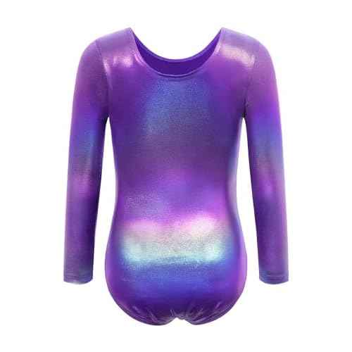 Gymnastics Leotard for Girls Long Sleeve Tumbling Outfit Sparkly Athletic Dance Bodysuit Size 2-12 Years Old