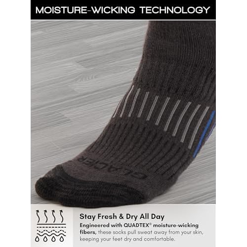 Men's Cushioned Moisture-Wicking Crew Socks (4-Pack) Mid-Weight Work Socks Moisture-Wicking, Arch Support, Fits Sizes 6-12