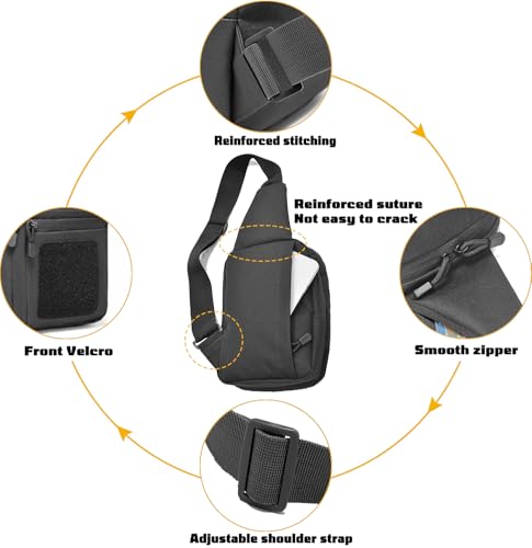 FLWVOG Concealed Carry Crossbody Bag for Men, Ccw Sling Bag EDC Carry Bag Shoulder Chest Pack Gun Bags for Handguns. (Black)