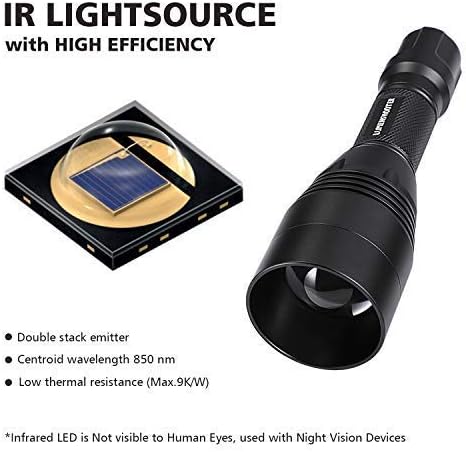 A8S Infrared Flashlight, Zoomable 850nm Hunting Light IR Illuminator for Night Vision Optics(Not a Regular Light,Must Use with Night Vision Devices)
