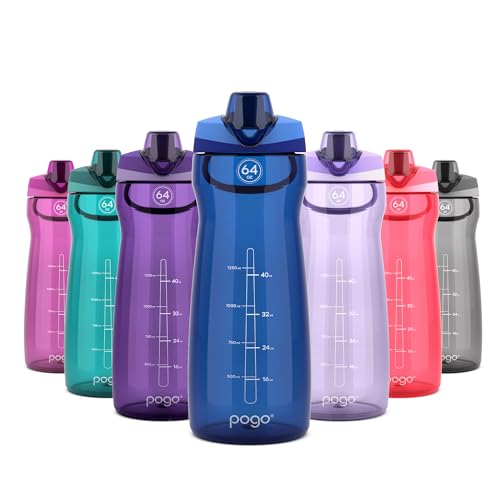 Large 64oz Plastic Water Bottle with Chug Lid & Carry Loop - Blue