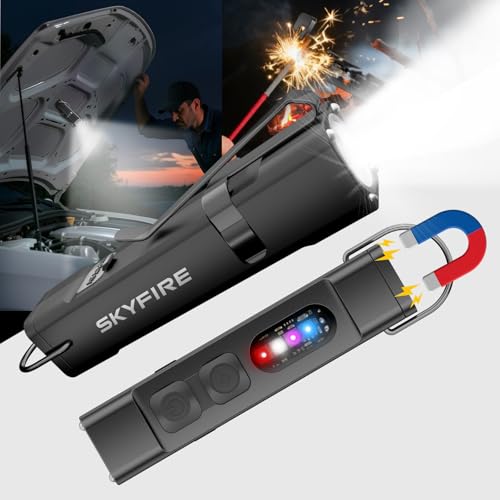 SKYFIRE 2-Pack Rechargeable Magnetic LED Flashlights with Electric Lighter - SF-2178 Black