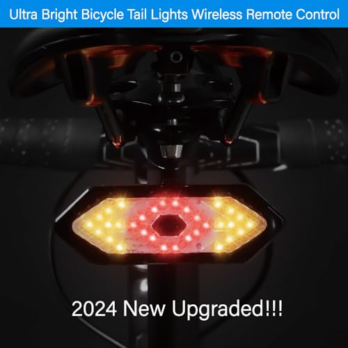 Bike Tail Light with Turn Signals - Wireless Remote, USB Rechargeable, Waterproof, Ultra Bright LED - Type 5 (Remote Rechargable)