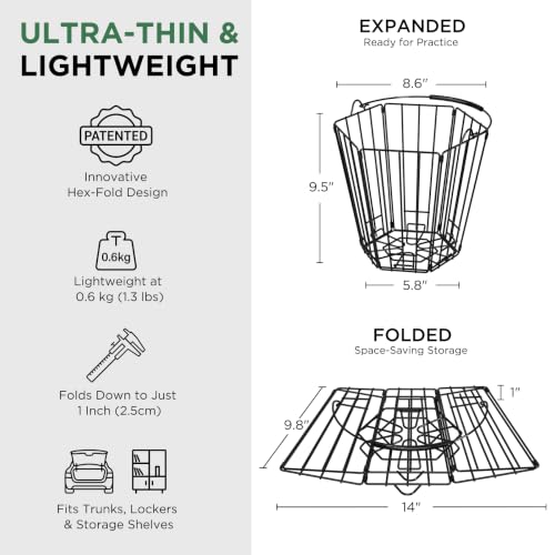 Foldable Golf Ball Basket 100-Ball Capacity - Collapsible Mesh Design, Portable Practice
