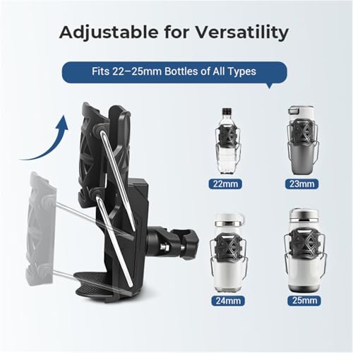 Adjustable Handlebar Cup Holder for Bicycle Motorcycle Scooter Marine Black A