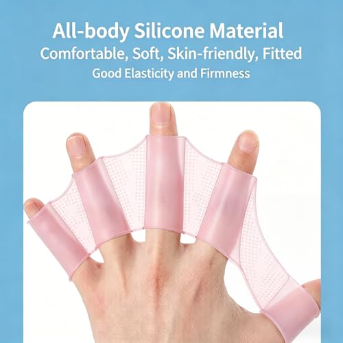 Pink Silicone Swimming Gloves for Resistance Training & Water Fitness - Unisex