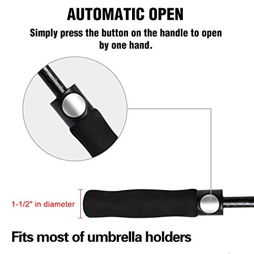 ACEIken Large Windproof Golf Umbrella 72 Inch Double Canopy Black
