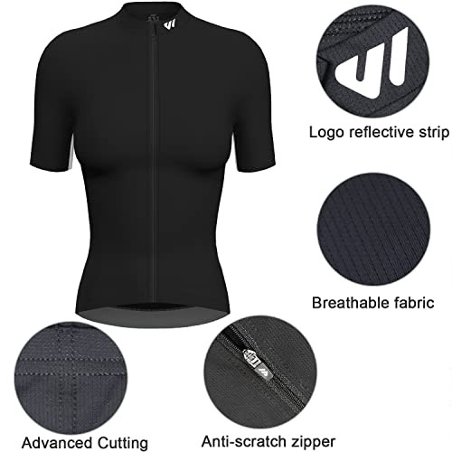 Women’s Long Sleeve Cycling Jersey - Breathable Bike Shirt with 4 Pockets - Small Black