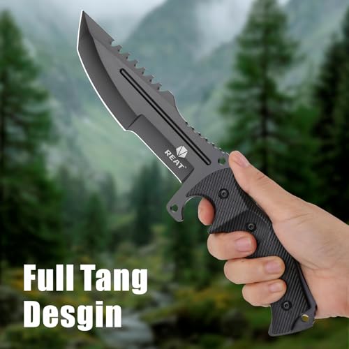 Fixed Blade Hunting Knife with Sheath 5.5" Stainless Steel Full Tang Outdoor Knife