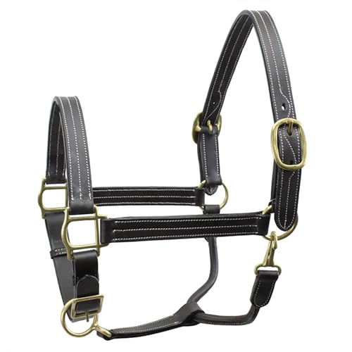 English Opulence Leather Horse Halter - Liverpool Fancy Stitch Adjustable - Full