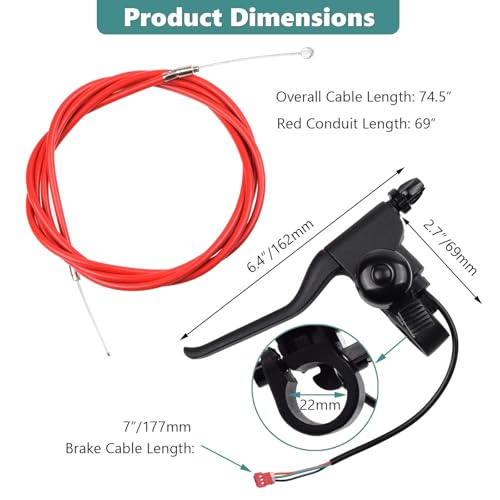 Electric Scooter Brake Handle Lever & 74-Inch Brake Cable Replacement Parts