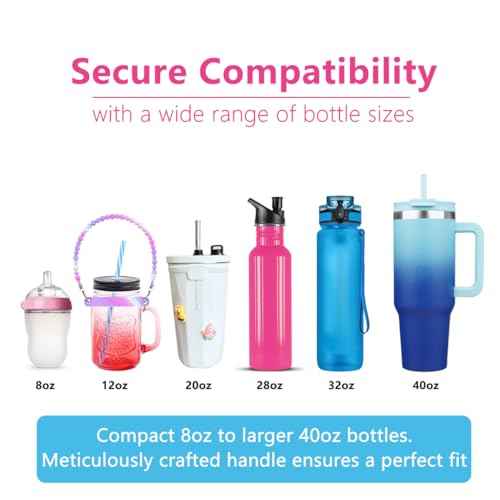 Versatile Silicone Water Bottle Holder and Sling,Water Bottle Handle-Durable,Soft Handle with Strap-Fits 8-40oz Bottles, Stanley Cup Compatible-Perfect Accessory (pinkBlue)