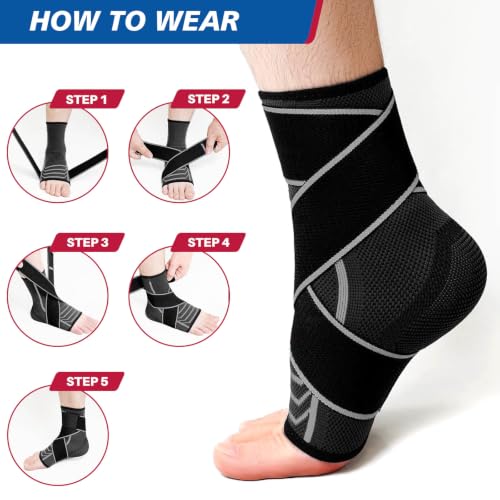 Ankle Brace for Plantar Fasciitis Relief Adjustable Strap Men Women Large Grey