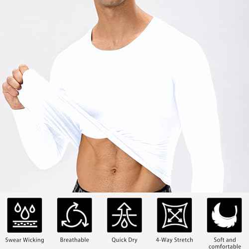 Men¡¯s Compression Shirts Long Sleeve Athletic UPF 50+ Thermal Base Layer Workout Undershirt Running T-Shirt Gym Tops