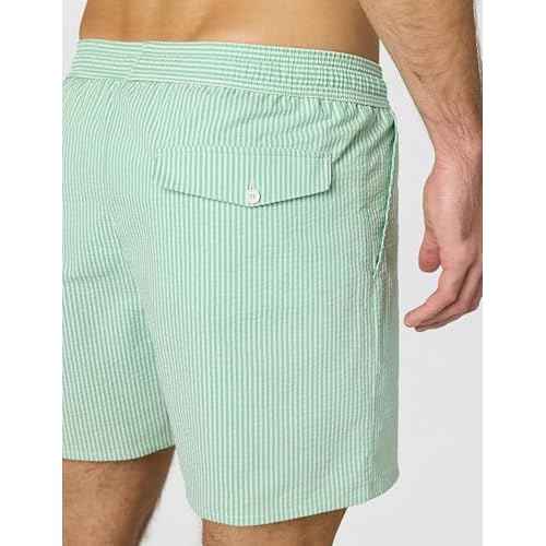 Lacoste Men's Striped Seersucker Swim Trunks