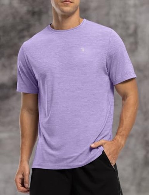 Rdruko Men's Workout Shirts Moisture Wicking Dry Fit Short Sleeve Lightweight UPF 50+ Athletic Running Gym Active T Shirts,Dark Purple,L