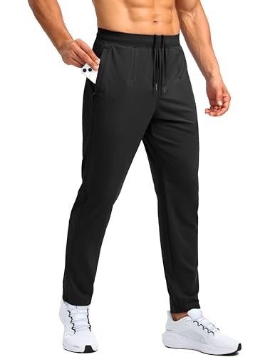 Men's Athletic Sweatpants with Zipper Pockets - Stretch Golf Workout Pants, 30-34 Inch Inseam