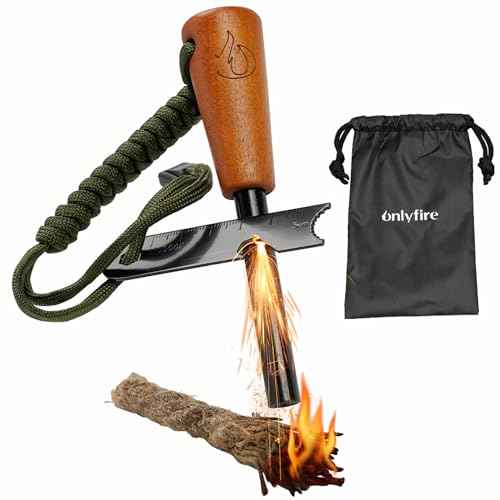 Fire Starter Survival Tool, Ferro Rod Kit with Tinder Wick, Pouch, Waterproof Flint and Steel Fire Starter for Camping, Hiking and Backpacking Gear