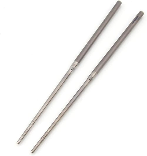 Chopsticks, Foldable Portable Titanium Chopsticks with Carry Bag, Tableware for Outdoor Camping Picnic (Grey)