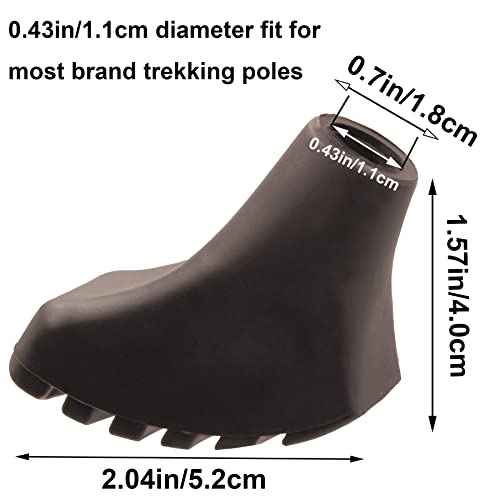 Trekking Poles Tips Set - Pack of 6 to 8 Replacement Rubber Trek Cane Tips Protectors Fit Most Walking Hiking Sticks - 11 mm Diameter by HAPLUSTAR