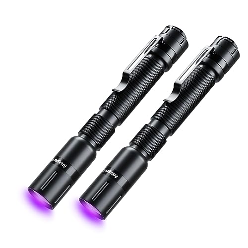UV Flashlight Penlight 2 Pack - Black & Black, 5.2 Inch Portable Pet Urine & Stain Detector