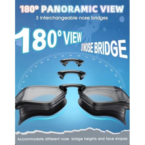 Greatever Sleek Swim Goggles Unisex-Adult, UV400 Protection Swimming Goggles, HD Wide View Goggles, Anti Fog No Leakage