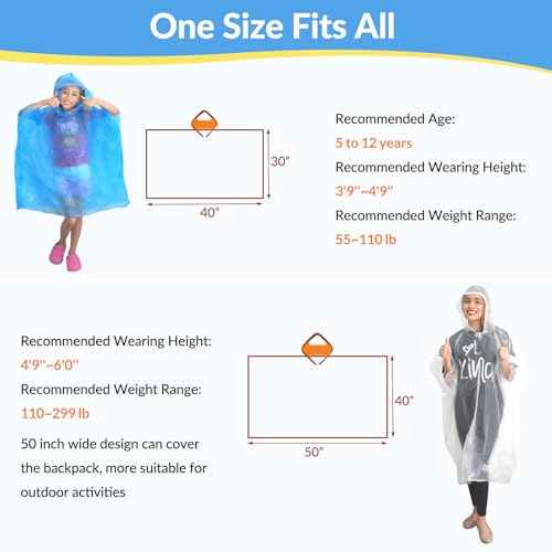 Family Pack Disposable Rain Ponchos: Waterproof, Reusable, Lightweight for Adults & Kids