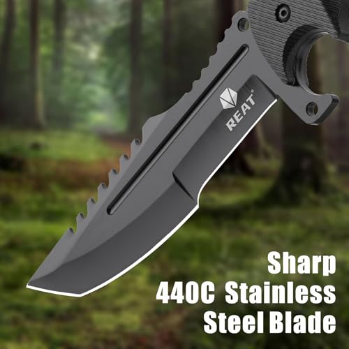 Fixed Blade Hunting Knife with Sheath 5.5" Stainless Steel Full Tang Outdoor Knife