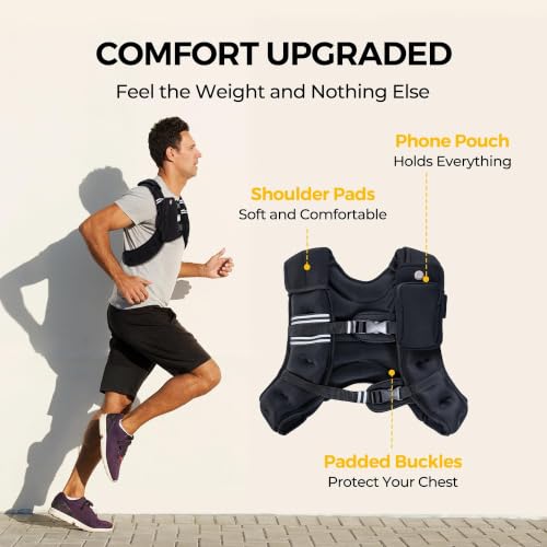 16 lb Weighted Vest for Fitness Running & Weight Loss - Reflective Stripes