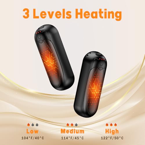 Rechargeable Hand Warmers 2 Pack with 3 Heat Levels, Portable Pocket Heaters