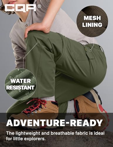 Kids Youth Hiking Cargo Pants Large Trek Army Green UPF 50+ Quick Dry Convertible