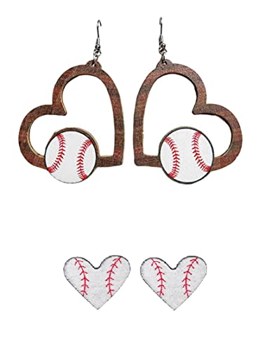 Lightweight Heart-Shaped Sports Earrings - 2 Pairs Football Basketball Rugby Baseball Volleyball Jewelry Style 4