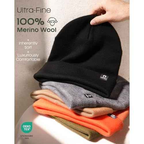 FURTALK 100% Merino Wool Beanie Hat for Men Women Warm Winter Hat Double Layer Knitted Beanies