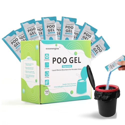 Oceanengine Portable Toilet Absorbent Gel Pack - Camping & Outdoor Use, 100 Packets