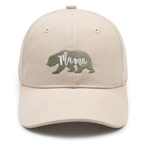 KOLWOVEN Mama Bear Embroidered Baseball Cap, Stylish Distressed Hat for Women, Perfect Mother's Day or Birthday Gift for Mom