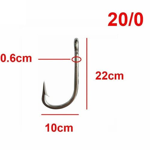 Giant Fishing Hook Stainless Steel Shark Tuna Circle Big Game Saltwater 39960 28/0 7731 20/0 (Silver-7731 20/0)