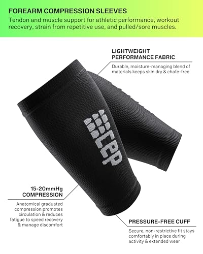 Forearm Compression Sleeves for Men & Women - Black/Grey, Support & Recovery Pair
