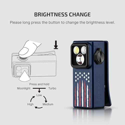 OLIGHT Oclip Ultra EDC Flashlight Clip-on Light, 530 Lumens Rechargeable with Type-C Charging, Combines Floodlight, Spotlight and UV, Triple Lights for Inspection and Work (Stars & Stripes Edition)