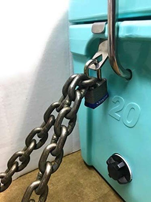 Cooler Lock Bracket Fits Yeti Roadie 20 and RTIC 20, Stainless Steel, Silver, Cooler Mount