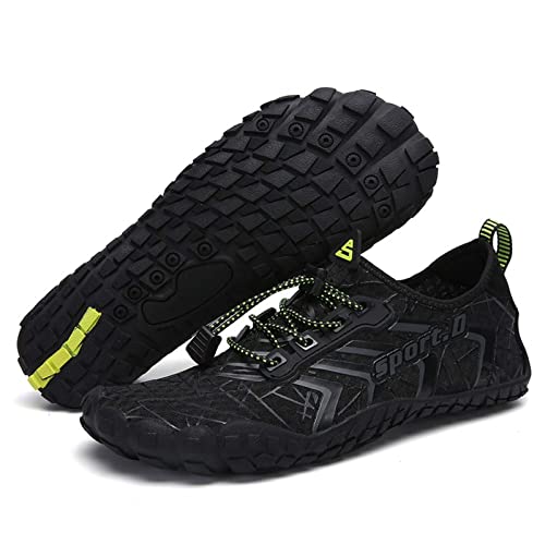 Water Shoes for Men and Women - Quick Dry Barefoot Hiking & Swimming Shoes - Black, 14 Women / 12 Men