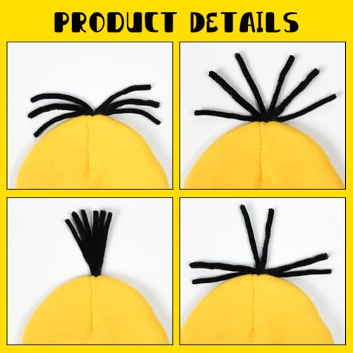 3Pcs Halloween Costume Accessories Adults Steampunk Goggles Glasses Yellow Beanie Hat Black Gloves for Men Women Halloween Cosplay Party
