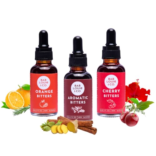 Non-Alcoholic Bitters Set - Cherry & Orange Cocktail Mix, 3 Pack 30ml Each