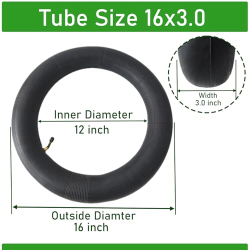 2-Pcs 16x3.0 Inner Tube 16x3.25 16x3.5 Inner Tube 16x3.25/3.50 Bent Valve Stem Reinforced Thickness