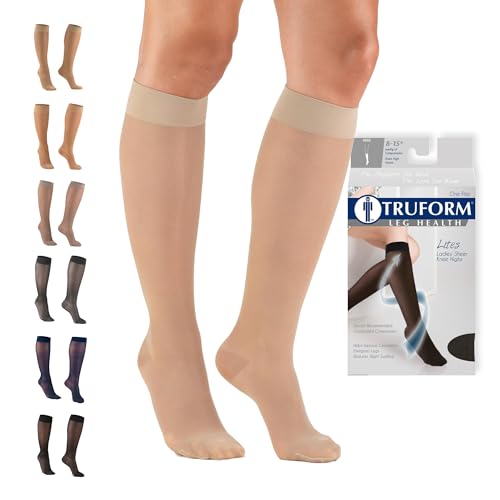 Truform Sheer Compression Stockings Women’s Knee High 8-15 mmHg 20 Denier Nude XL
