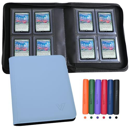 Trading Card Binder with 4 Pockets Holds 128 3x4 Rigid Cards Water-Resistant PU Leather